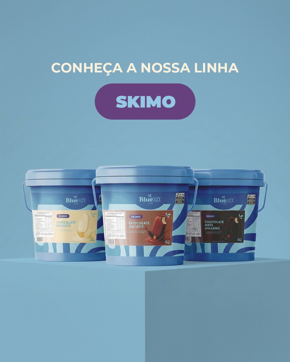 Linha SKIMO: chocolate branco, ao leite e meio amargo